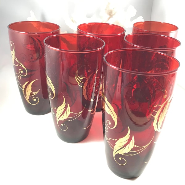 Red Glassware Etsy