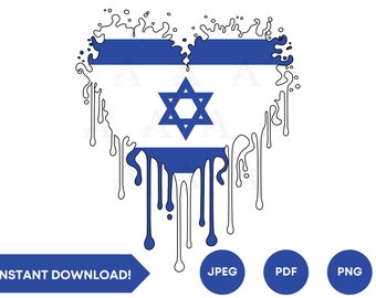 Israel Flag Dripping Heart , Israel Flag Digital Download, Israel Flag png, Israel Flag svg, Israel Flag jpeg, Jewish Flag, State of Israel