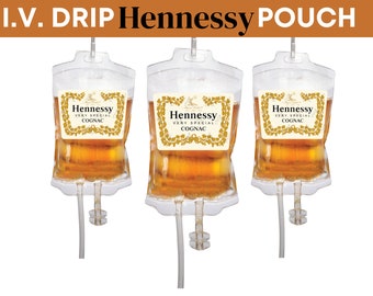 Hennessy Cognac I.V. Drip Therapy Drink Pouch, Cognac Drink Pouch, IV Drip Liquor Drink Bag, Cocktail IV, Alcohol Glasses
