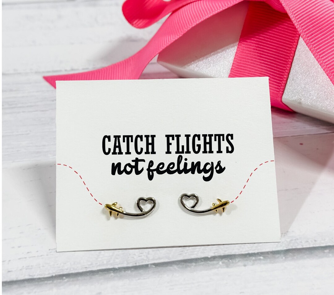 Catch Flights Not Feelings Airplane Stud Earrings Etsy