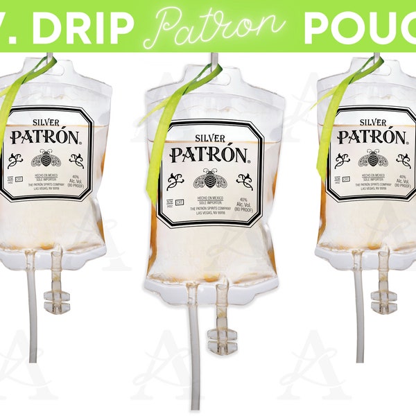 Patron I.V. Drip Therapy Drink Pouch, Tequila Drink Pouch, IV Drip Drink Bag, Cocktail IV, Tequila Glasses