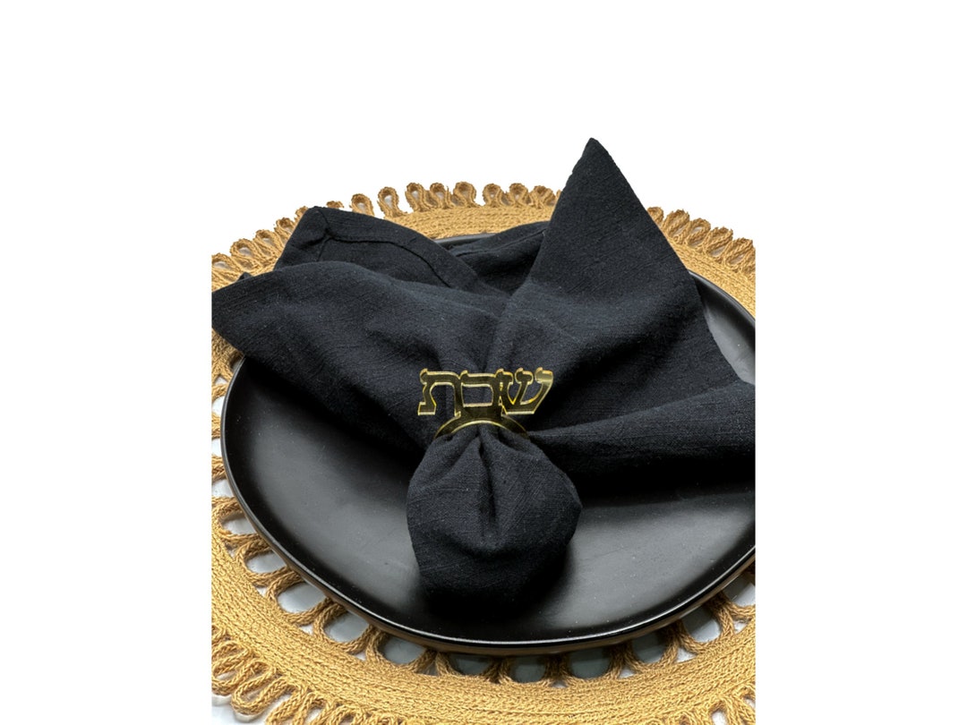 Mirrored Gold Acrylic Napkin Rings, Shabbat Napkin Rings, Shabbat Hostess Gift, Dinner