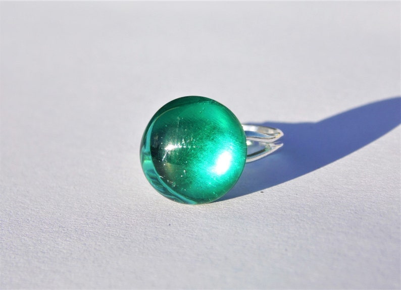 Emerald Green Handmade Glass Ring
