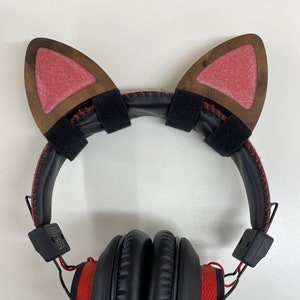 Wooden Cat Ears for Headphones Walnut/Amethyst Resin