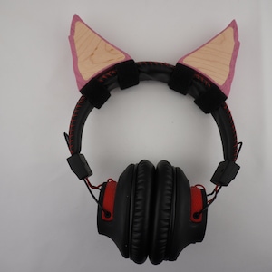 Wooden Wolf Ears for Headphones Mahogany (Dyed Pink), Maple