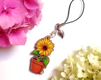 Wooden charms - Sunflower - Wooden phone charms - Flower