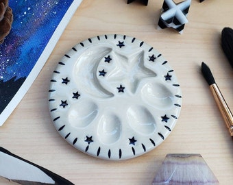 SALE! Moon & Stars Mini Ceramic Watercolor Paint Palette *DISCOUNTED*