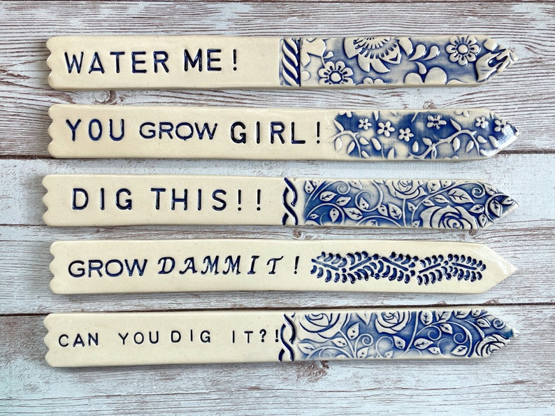 Funny Garden Plant Markers, Not Dead Yet, Humorous Ceramic Herb Plant Tags, Gardening Gift image 4