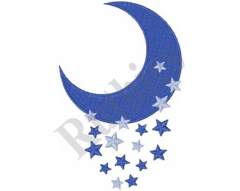 Moonlighting Moon and Stars Embroidered Pin