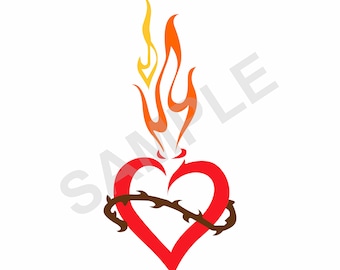 Sacred Heart Svg Etsy