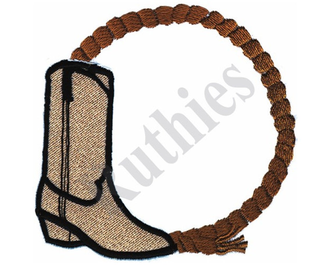 Cowboy Boot & Rope Machine Embroidery Design Etsy