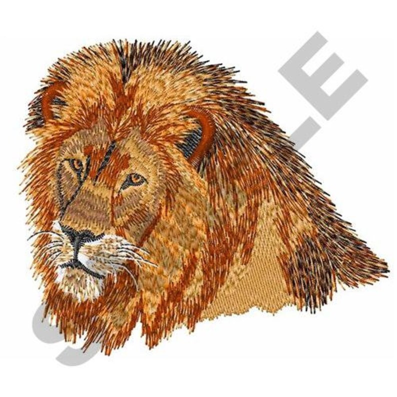 Male Lion Head Embroidery Design Machine Embroidery Etsy