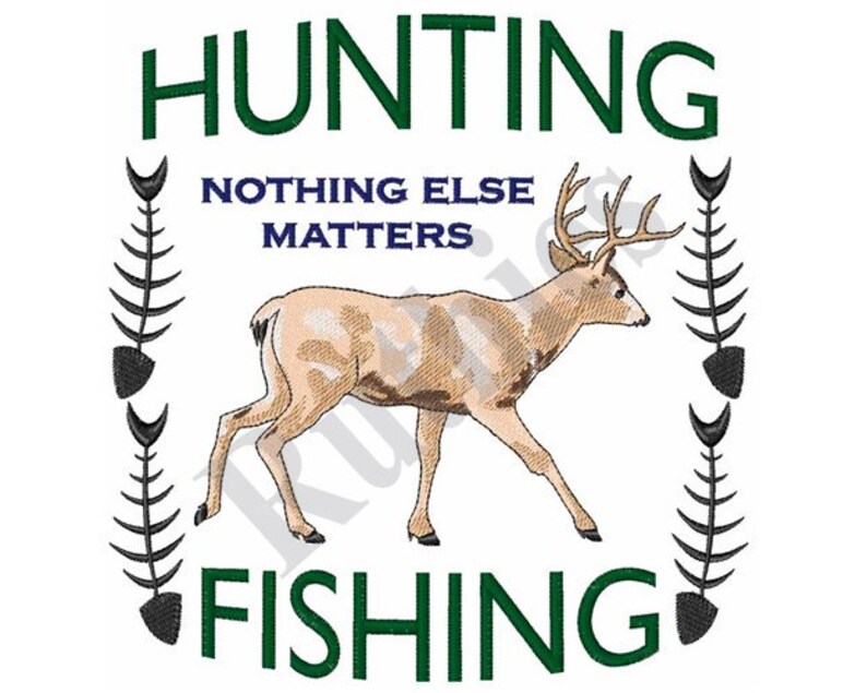 Hunting And Fishing Machine Embroidery Design Etsy