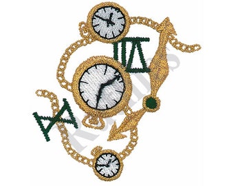 Pocket Watch Motif Machine Embroidery Design