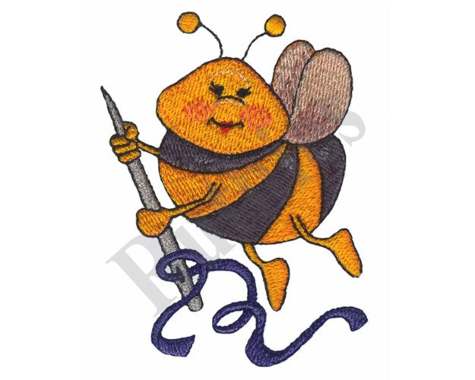 Bee With Needle Machine Embroidery Design Etsy