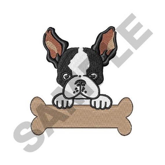 Boston Terrier Embroidery Design Machine Embroidery Etsy
