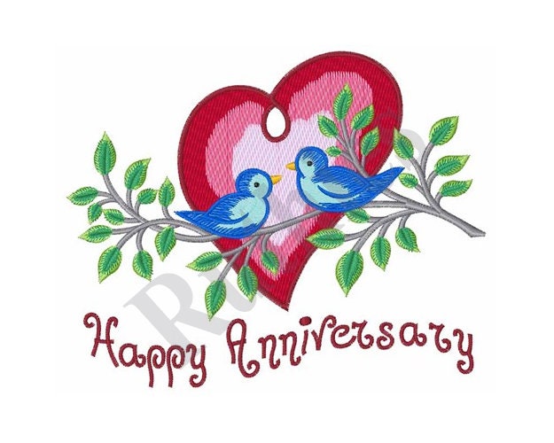Happy Anniversary Machine Embroidery Design Etsy