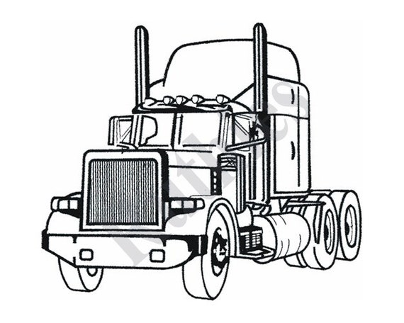 Semi Tractor Outline Machine Embroidery Design | Etsy