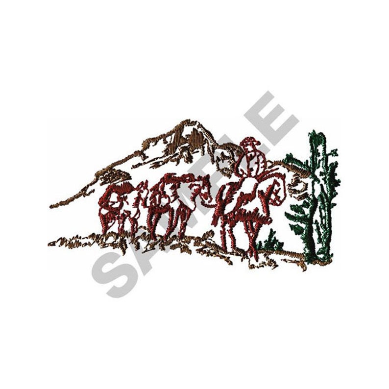 Western scene embroidery design machine embroidery  etsy