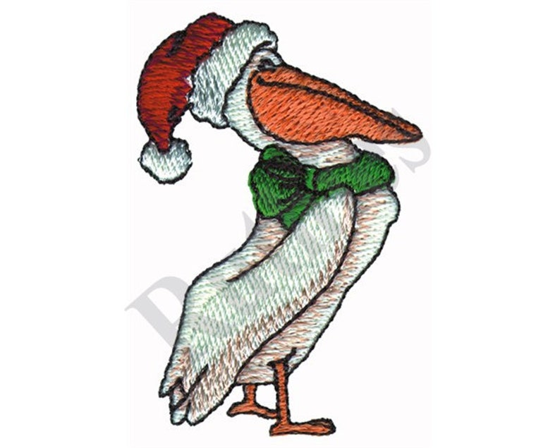 Pelican With Santa Hat Machine Embroidery Design | Etsy