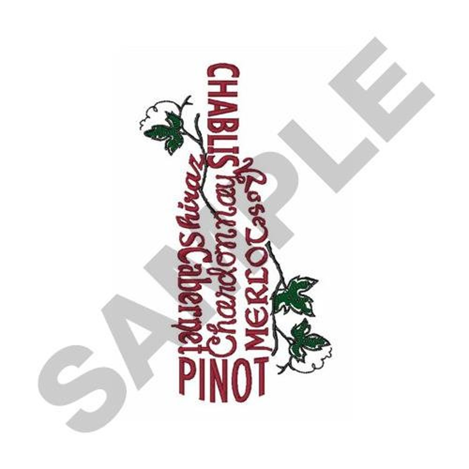 Wine Bottle Embroidery Design Machine Embroidery Etsy