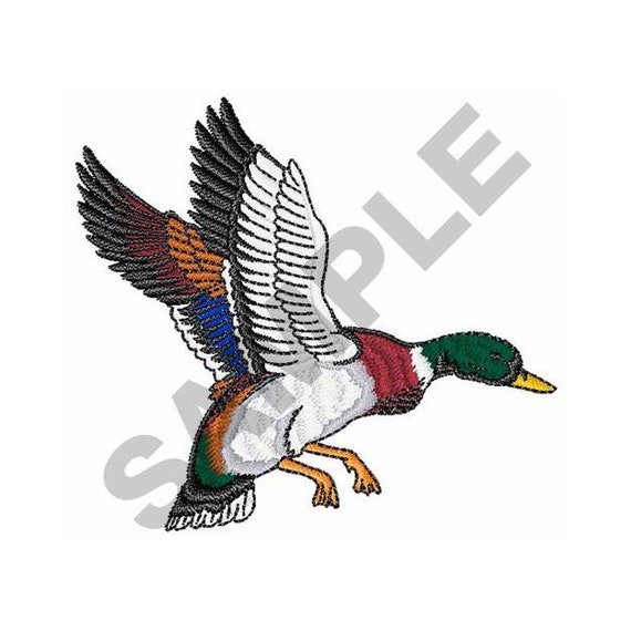Flying Mallard Duck Embroidery Design Machine Embroidery Etsy
