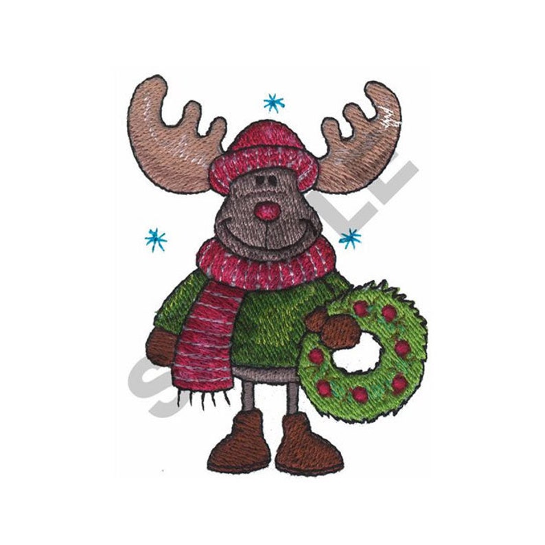 Moose with wreath embroidery design machine embroidery  etsy