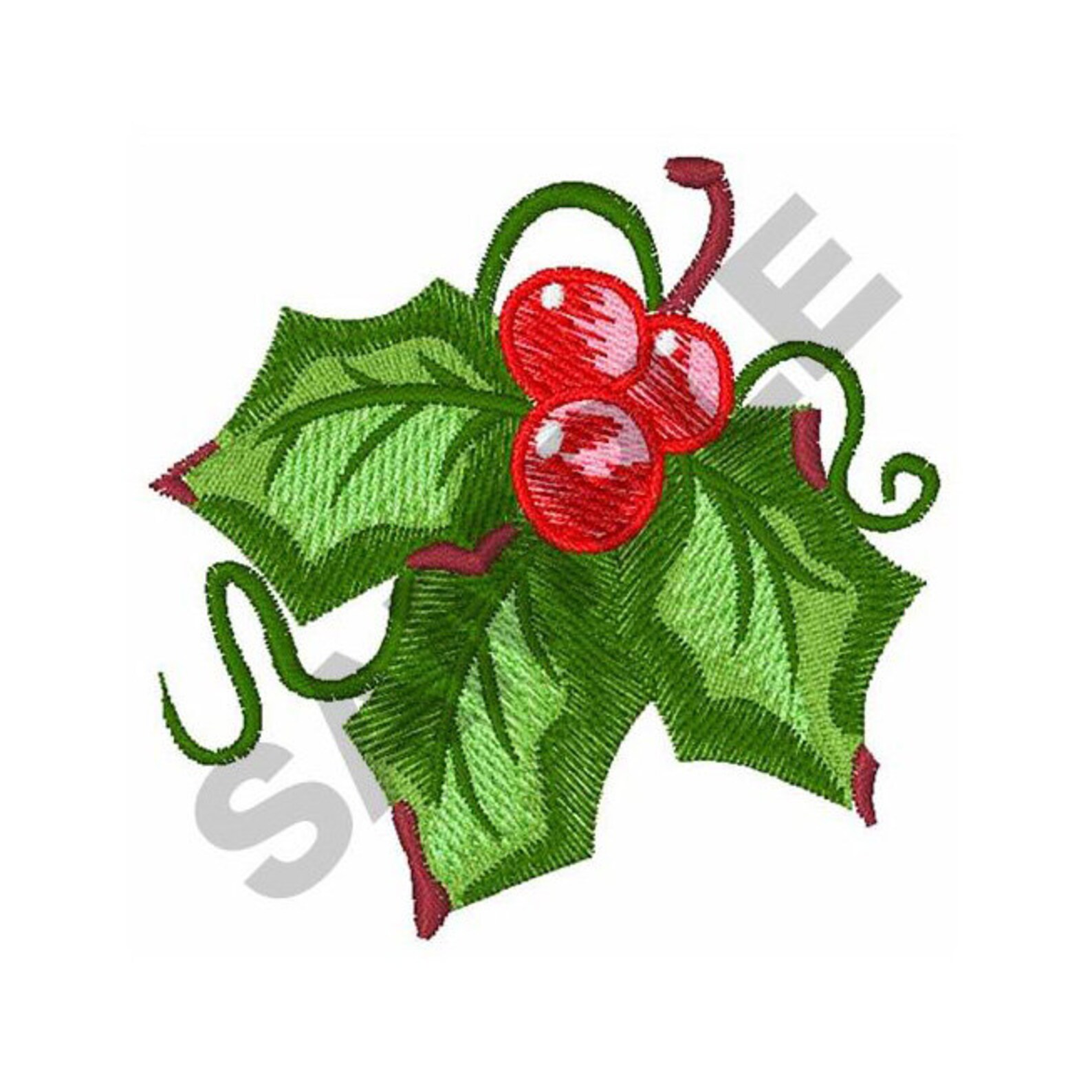 Holly Leaves and Berries Embroidery Design Machine Embroidery Etsy