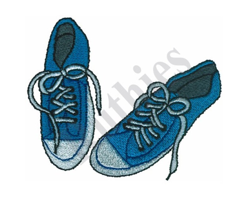 Blue Tennis Shoes Machine Embroidery Design Etsy