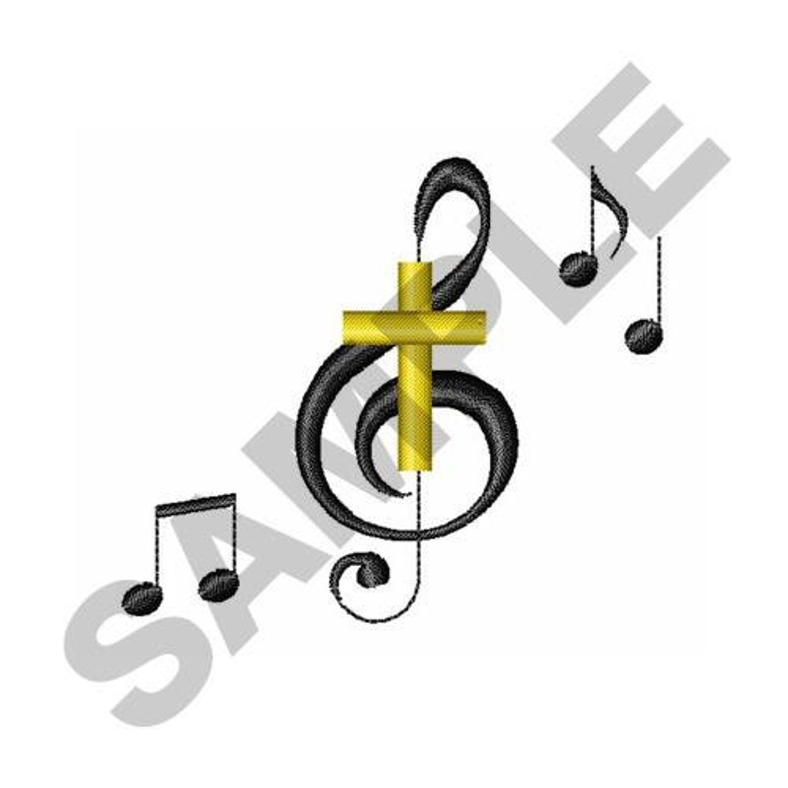 Treble Clef and Cross Embroidery Design Machine Embroidery | Etsy