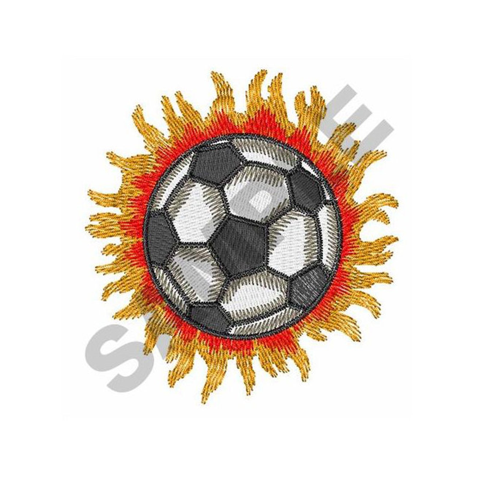 Flaming Soccer Ball Embroidery Design Machine Embroidery Etsy