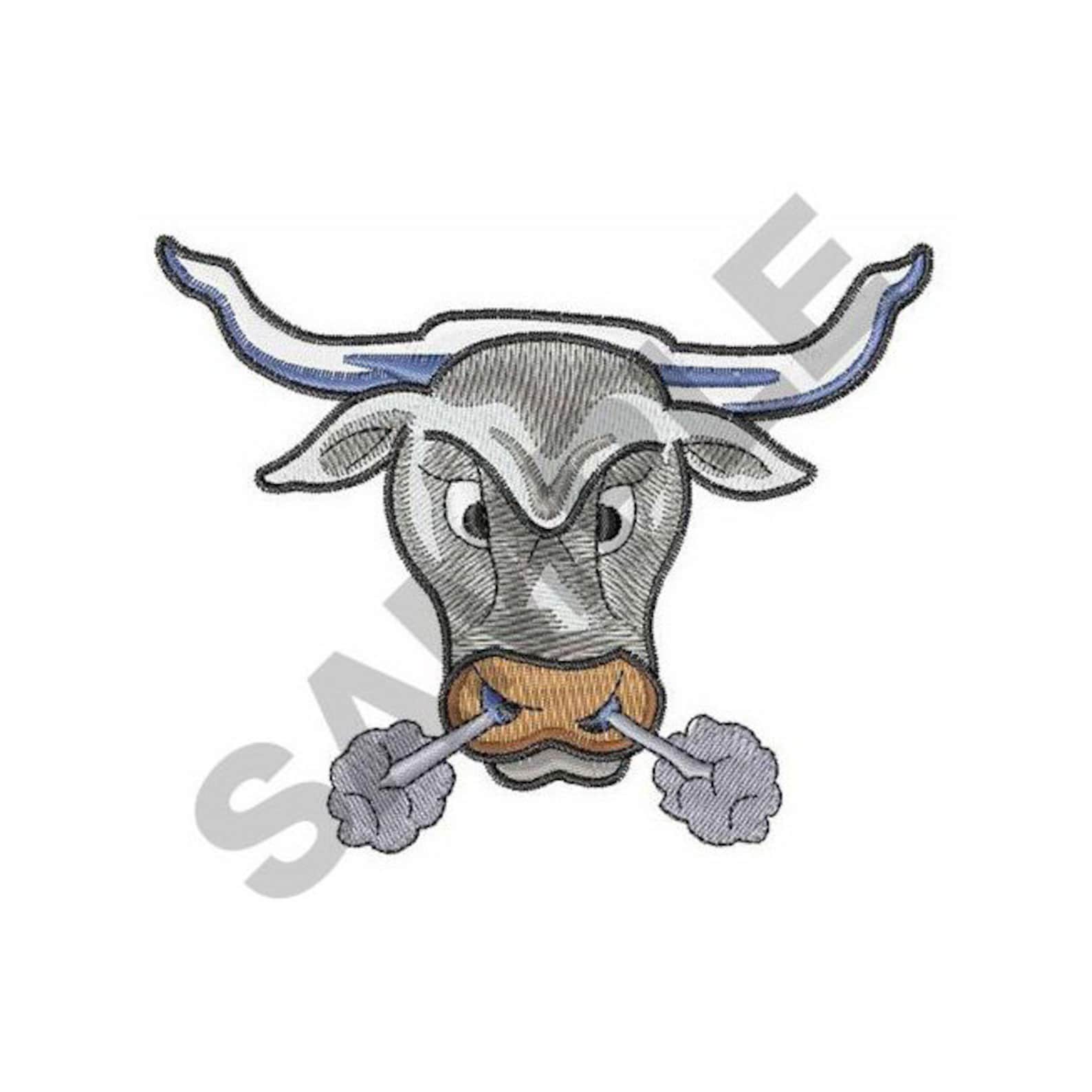 Snorting bull embroidery design machine embroidery  etsy