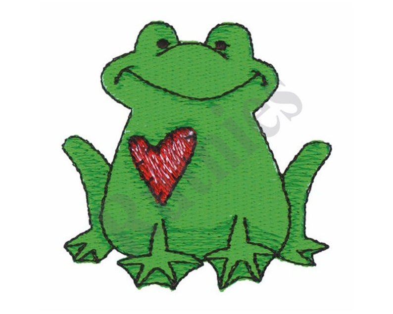 Frog with heart machine embroidery design  etsy Frog with heart machine embroidery design  etsy