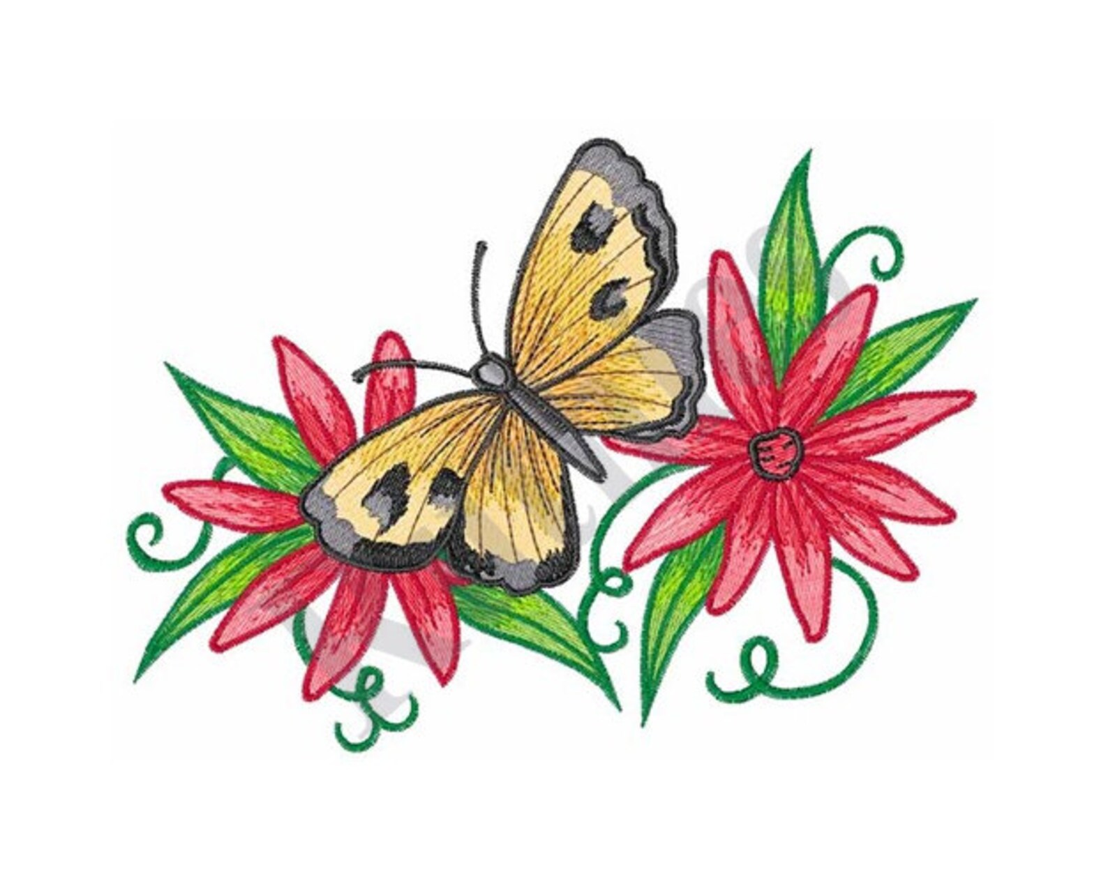 Butterfly on flowers machine embroidery design  etsy Butterfly on flowers machine embroidery design  etsy
