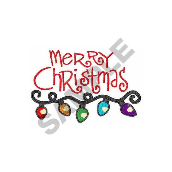 Merry Christmas Lights Embroidery Design Machine Embroidery Etsy