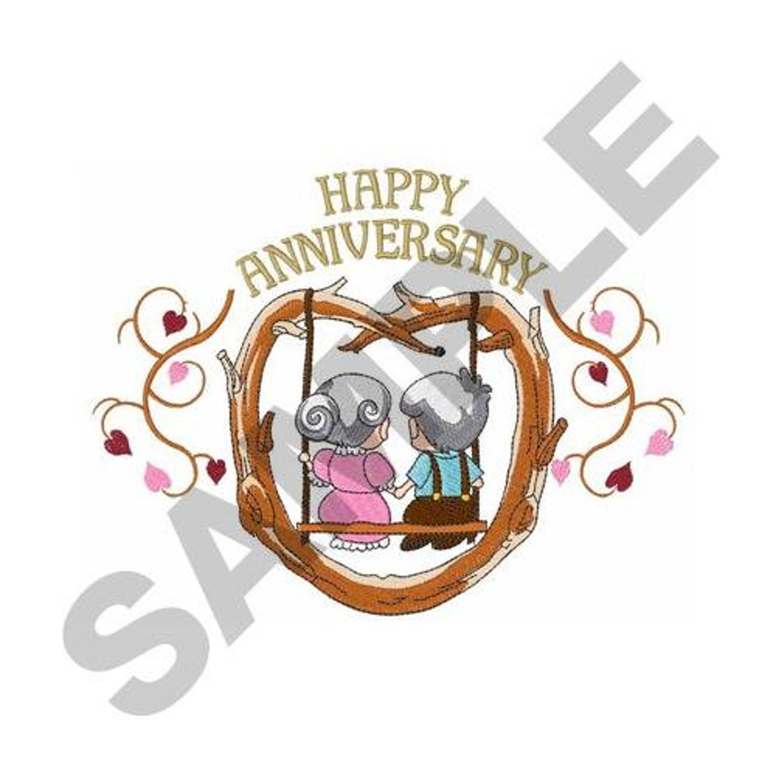 Happy anniversary embroidery design machine embroidery  etsy