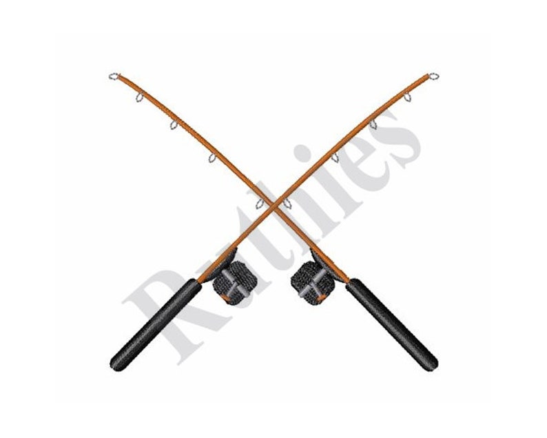 Crossed Fishing Rods Machine Embroidery Design Etsy