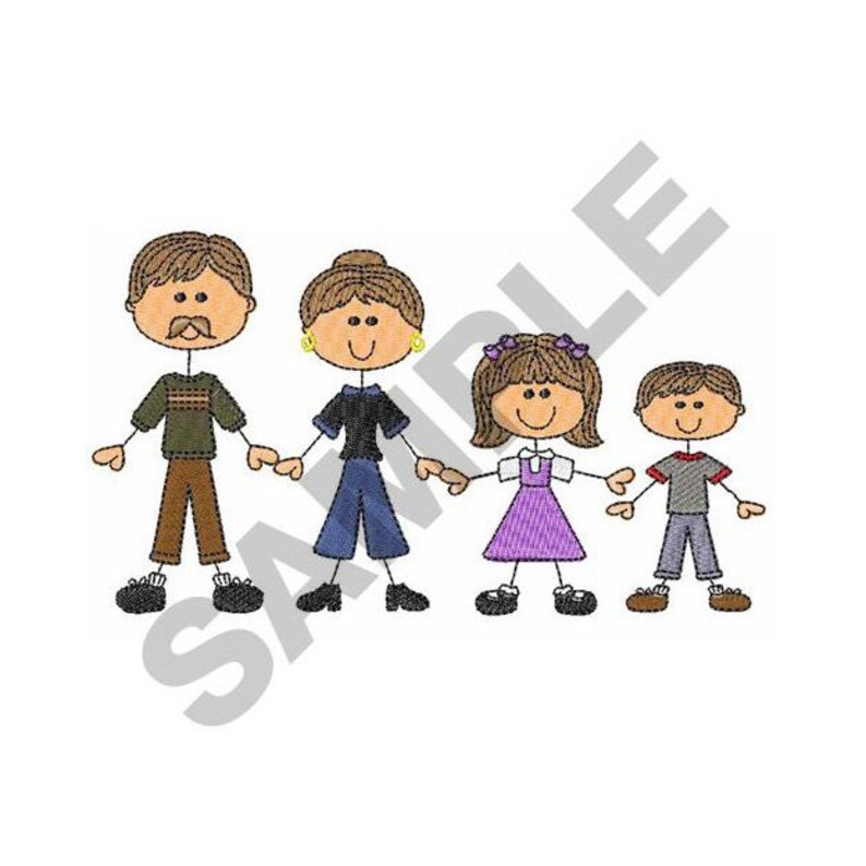 Family Stick Figures Embroidery Design Machine Embroidery Etsy