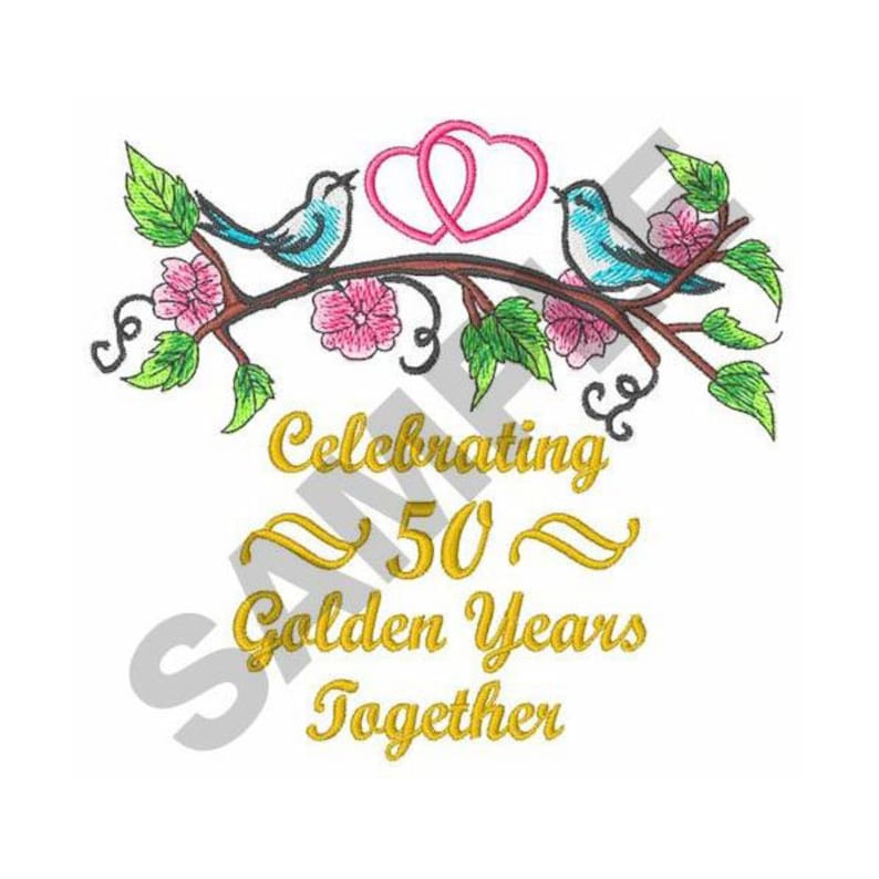 Golden Wedding Anniversary Embroidery Design Machine Etsy