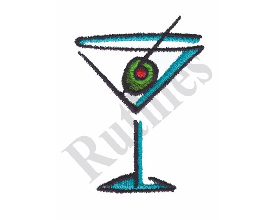 Martini Glass Machine Embroidery Design Etsy