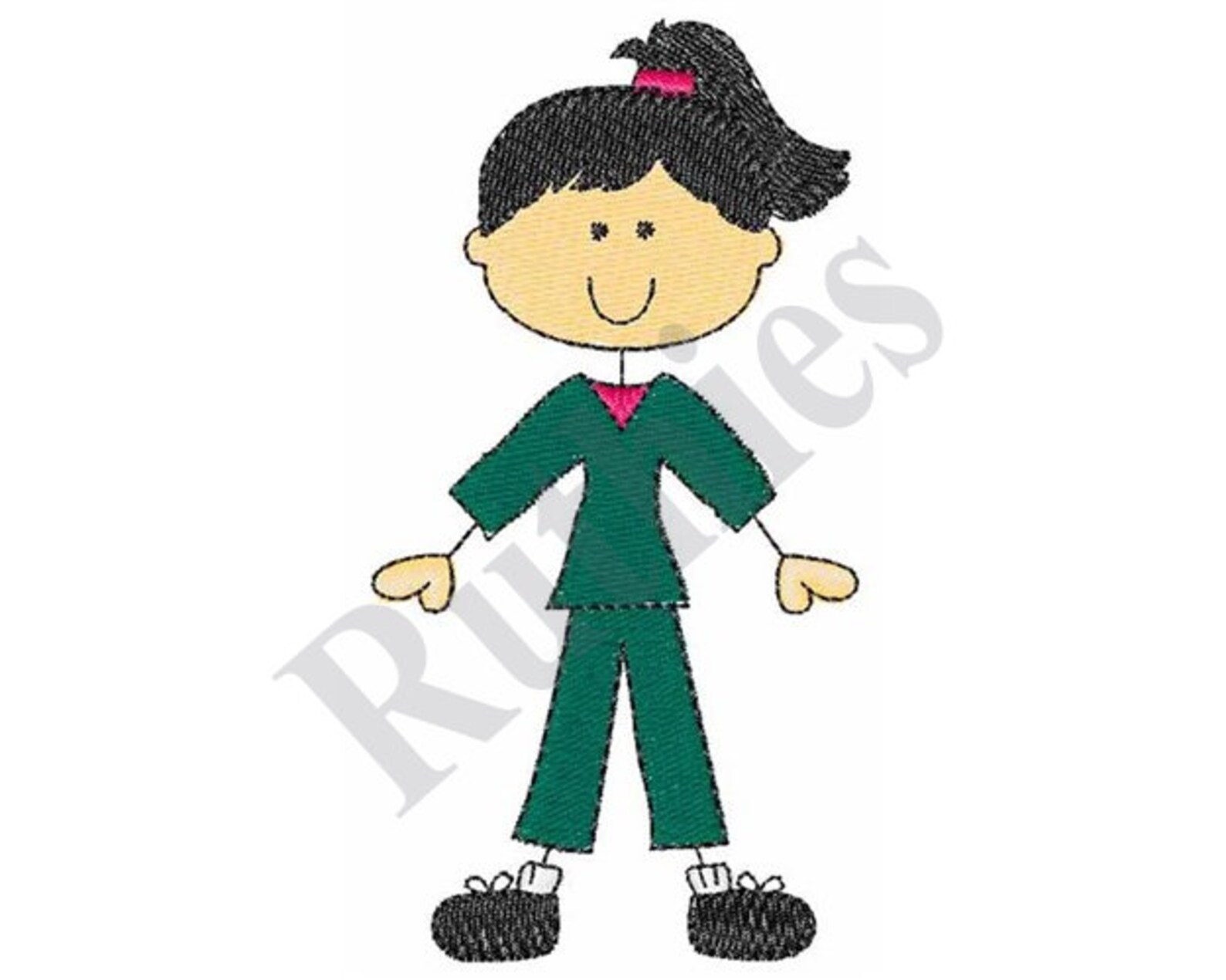 Stick Figure in Scrubs Machine Embroidery Design Etsy