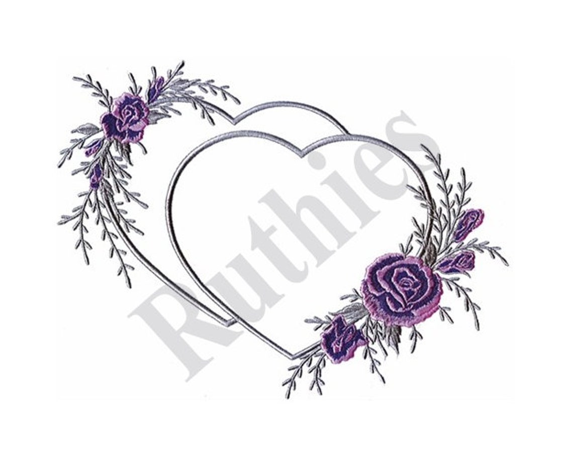 Hearts and flowers machine embroidery design  etsy Hearts and flowers machine embroidery design  etsy