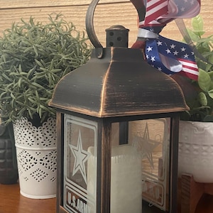 ARMY Forge Lantern Personalized Lamp with Etched Glass Panels