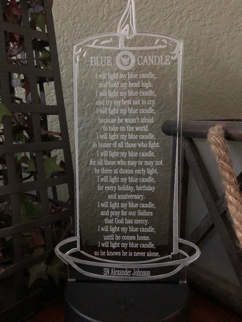 NAVY blue Candle Poem Candle Style LED Acrylic Etsy