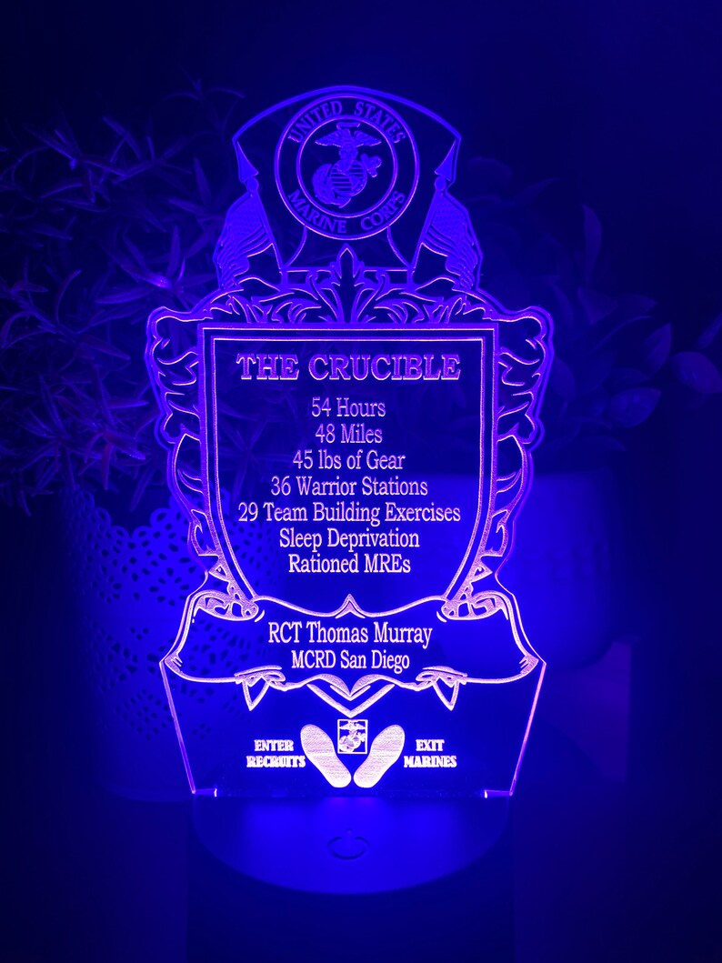 Personalized USMC Recruit Crucible Crest LED Light - Marine Gift - Etsy
