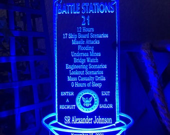 NAVY Battle Stations 21 Candle Style LED Acrylic Personalized Light