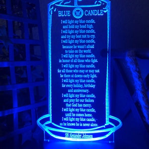 NAVY "Blue" Candle Poem Candle Style LED Acrylic Personalized Light (Multi-colored) **Free Shipping**