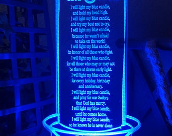 Personalized Navy Sailor LED Acrylic Blue Candle Poem Light