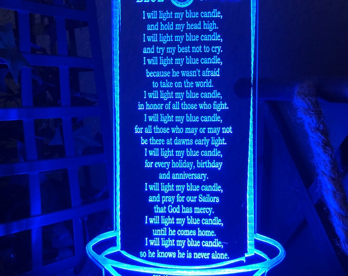 NAVY blue Candle Poem Candle Style LED Acrylic Personalized Light multi