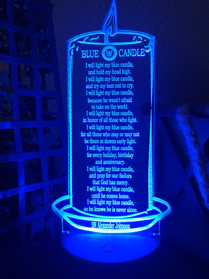 NAVY blue Candle Poem Candle Style LED Acrylic Etsy